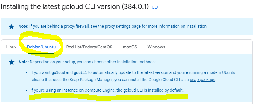 The<code>gcloud</code> cli is pre-installed on every Compute Instance