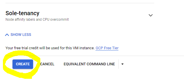 Create the GCP instance